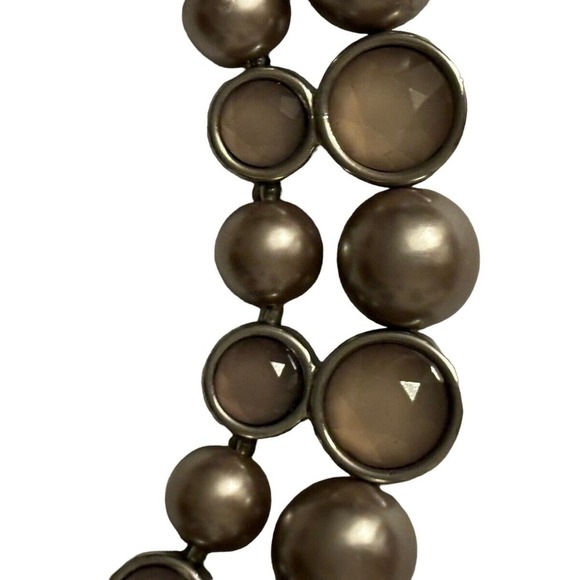 BANANA REPUBLIC 2 Strand Glass Moonstone and Faux Pearl Choker Necklace 16" - Picture 6 of 10